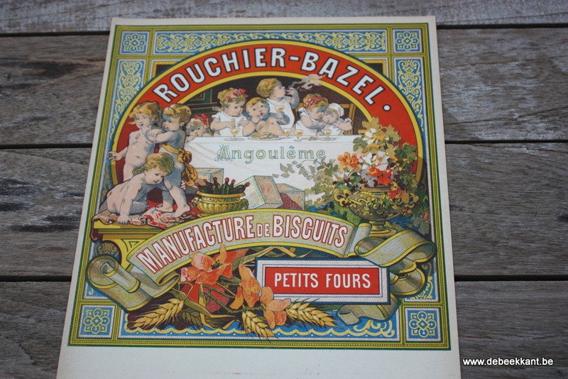 Antieke papieren franse reclame voor koekjes 